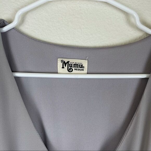 Show Me Your MuMu Women’s Gray Flutter Sleeve Evening Gown Bridesmaid Dress M - Picture 8 of 13